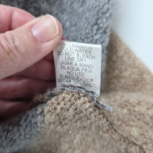 Entro Open Front Long Sweater Cardigan Women's L Beige Gray Striped - Picture 12 of 12